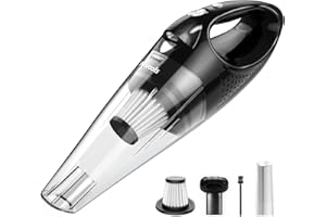 Powools Handheld Vacuum Cordless Rechargeable with 2 Filters- Cordless Car Vacuum Cleaner High Power with Fast Cahrge Tech, Portable Hand Vacuum with Large-Capacity Battery, Silver (PL8189)