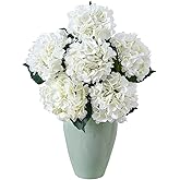 Wenhuidr 6PCS Realistic Artificial Silk Hydrangea Flowers – Premium Fake Hydrangea Flowers Bouquets with Stems, Full Faux Hydrangea Blooms for Home Wedding Table Party Baby Shower Decorations(White)