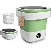 Portable Washing Machine, 20L Upgraded with Spin Basket Laundry Machine, 3 Modes Deep Cleaning, Upgraded Small Collapsible Laundry for Hotel, Apartment, Home and Travel - Green