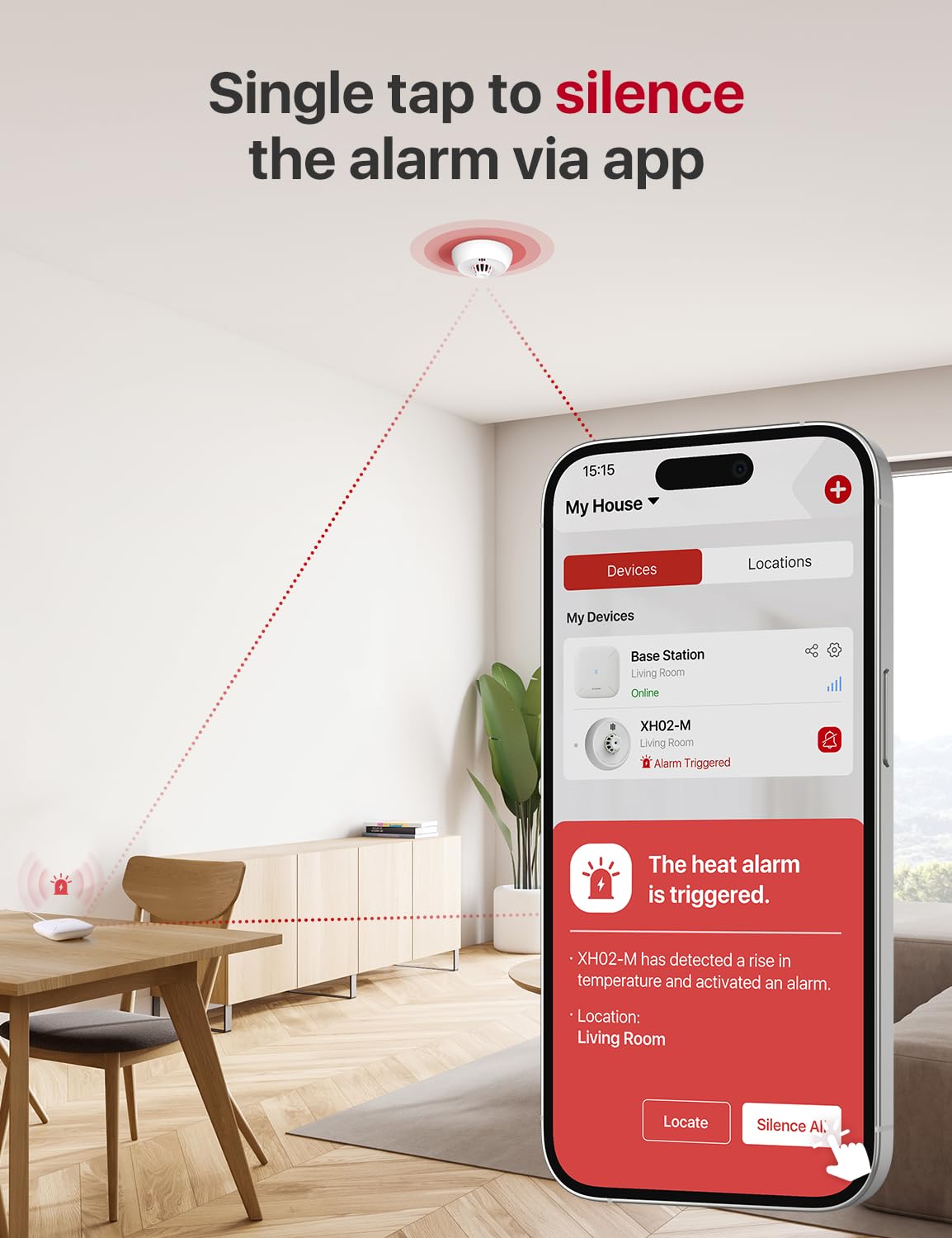 X-Sense Smart Heat Alarm XH02-M with 10-Year Sealed Battery, SBS50 Base Station Required, Model XH02-M, 1-Pack
