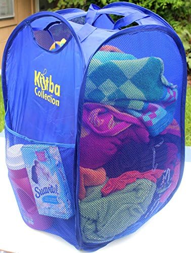 Deluxe Pop-up Laundry Dirty Clothes Hamper Basket, Storage for Kids and Baby Toys. With Extra Strong Mesh and Fabric (210d Instead of Usual 150 or 170d)