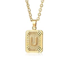 Glimmerst Initial Pendant Necklace Stainless Steel