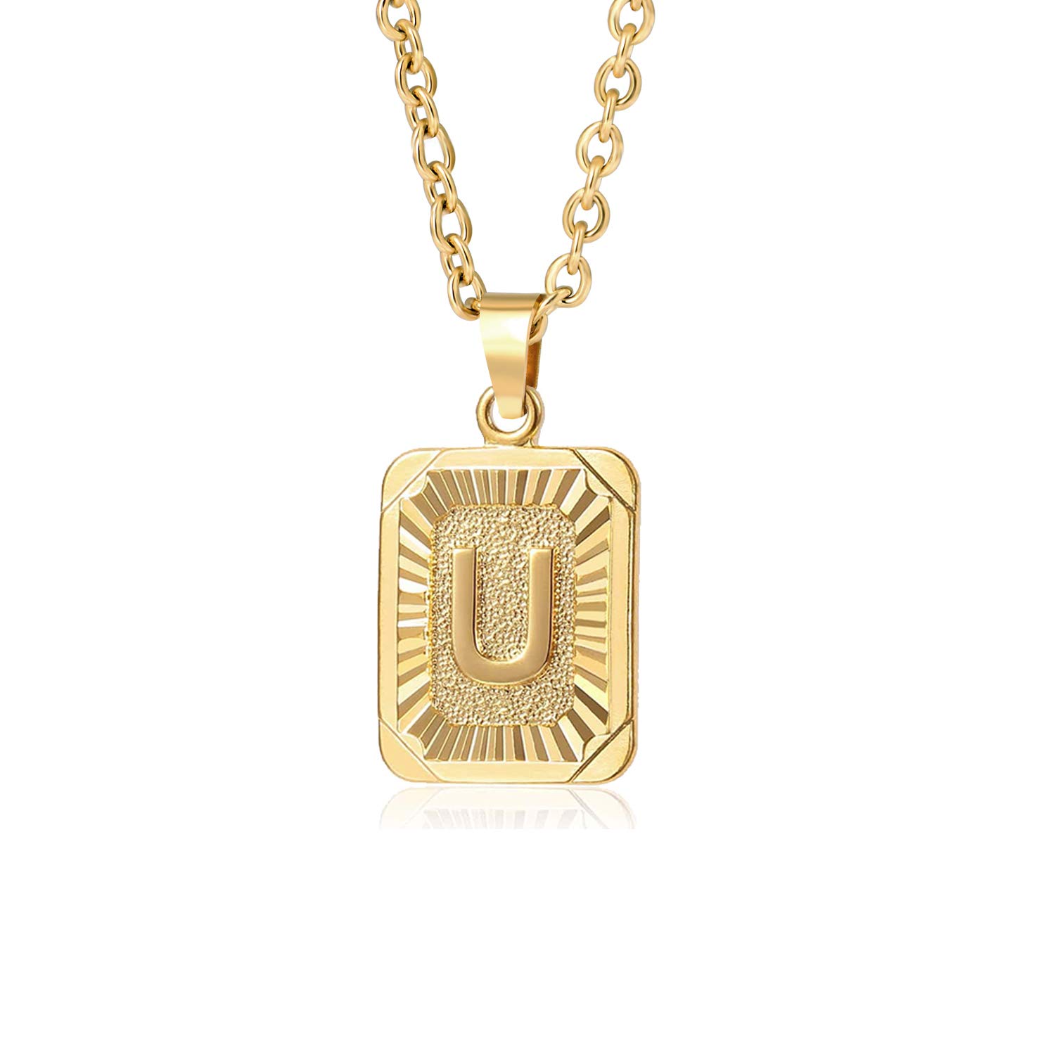 Glimmerst Initial Pendant Necklace Stainless Steel