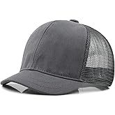 talajee Short Brim Mesh-Back Baseball Cap Adjustable Washed Breathable Cotton Unconstructed Plain Dad Hat for Men Women