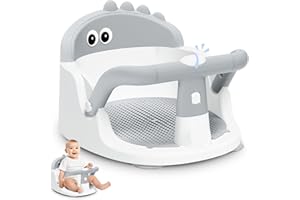 LERRUTUE Baby Bath Seat for Babies 6 Months & Up Sitting Up, Non-Slip Baby Bath Chair with Suction Cup, Safe and Comfortable Portable Infant Bath Seat for Bathroom, Bathtub Tub, Easy to Clean (Grey)