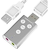 SABRENT Adaptador de sonido estéreo 3D externo USB de aluminio para Windows y Mac. Plug and Play, no necesita controladores. 