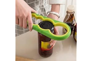 1-Piece 4-in-1 Multi-Purpose Can Opener with Anti-Slip Grip - Perfect for Beer Bottles & Home Kitchens,Green