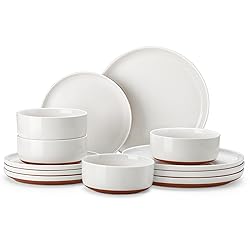 MALACASA Plates and Bowls Sets, 12 Pieces Modern