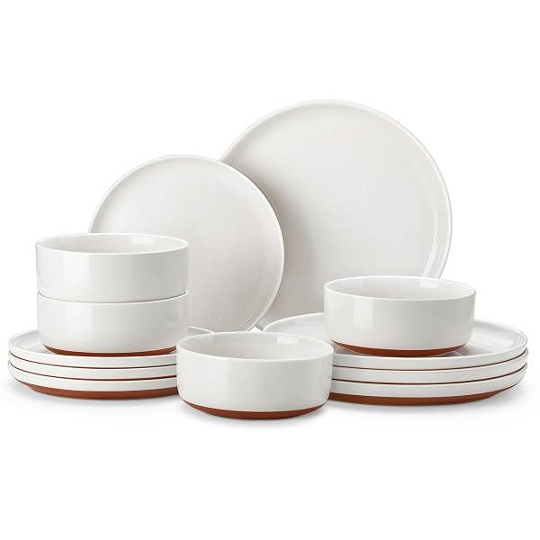 MALACASA PLATES AND BOWLS SETS, 12 PIECES MODERN...