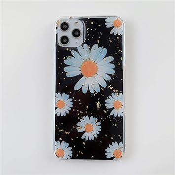 Caja del teléfono Epoxy Gold Leaf Daisy Personalidad diseño ...