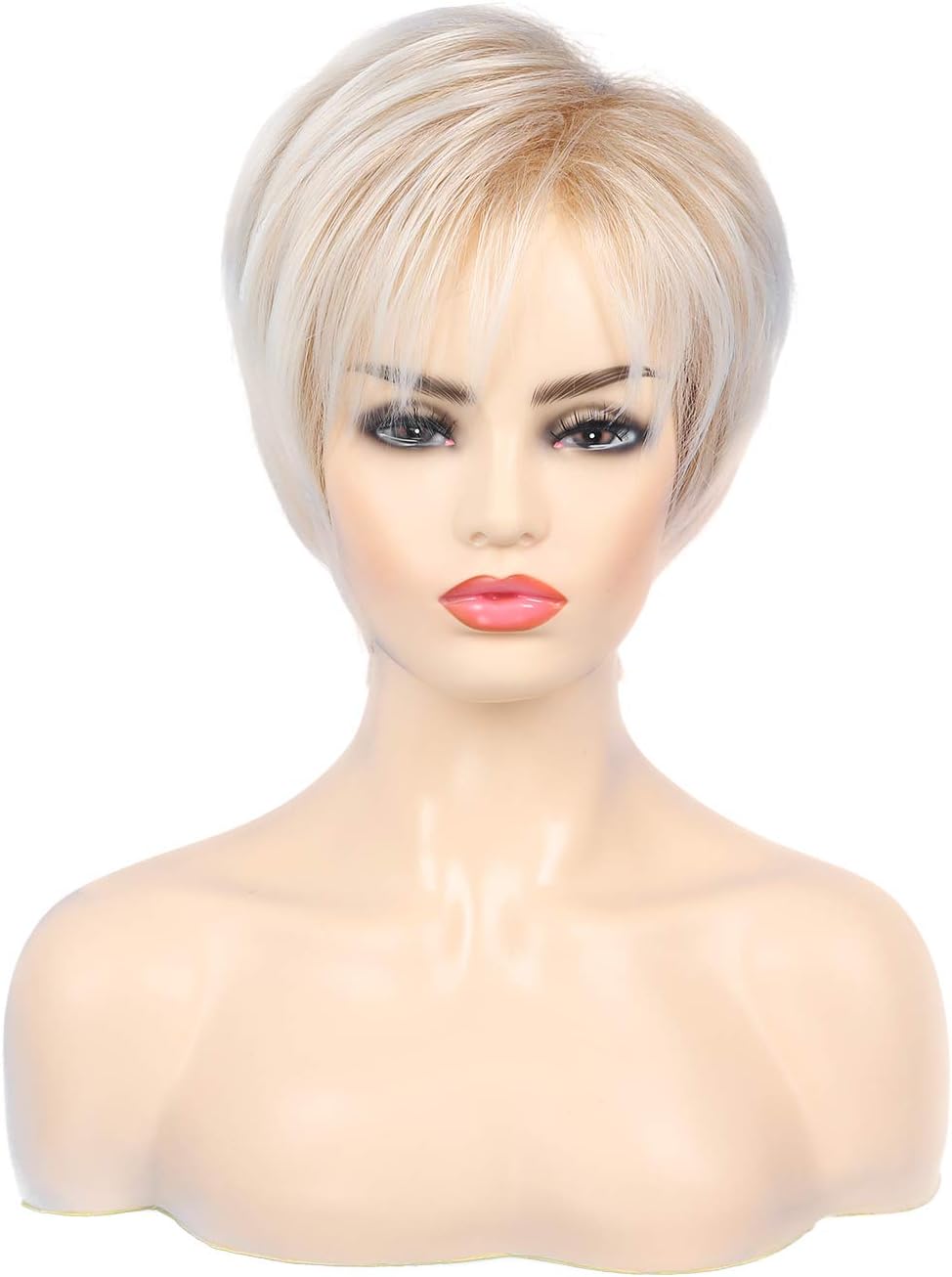 Short Wigs for Women Blonde Pixie Cut Layered Wig with Bangs Synthetic Hair for Cosplay Halloween Daily, Y242-Light gold - Image 3
