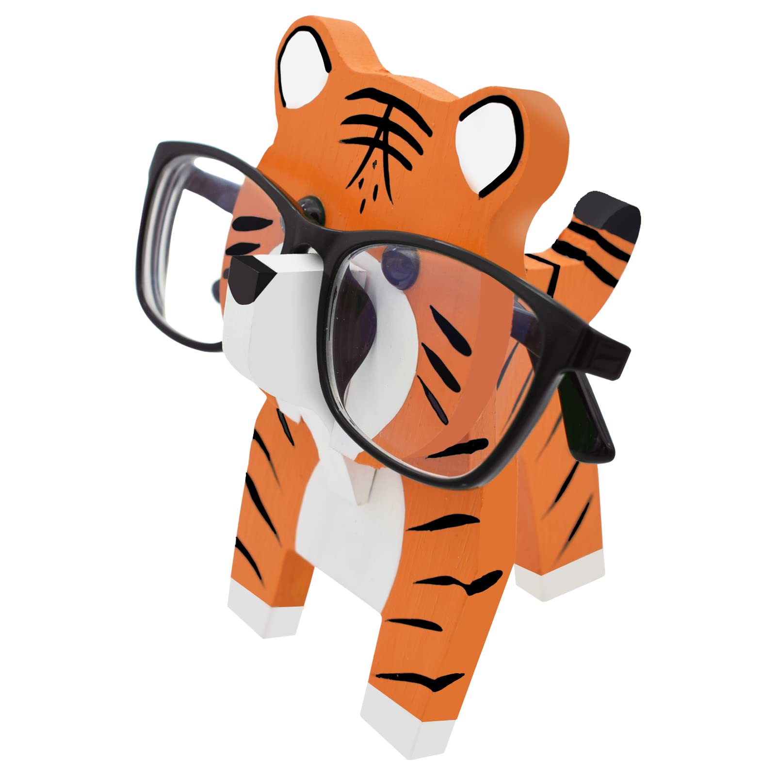 VIPbuy Tiger Wood Glasses Holder, 3D Wooden Puzzle Eyeglasses Stand Animal Spectacle Holder Sunglasses Display Rack Gifts Home Office Desk Decor
