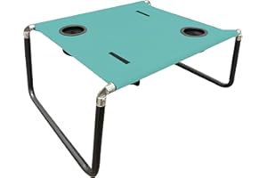 Neso Beach Table - Lightweight, Portable and Foldable Table for Beach, Camping and Outdoor Adventures - Stable Surface - with Cup Holder for Drinks and Phone Pockets - Seafoam