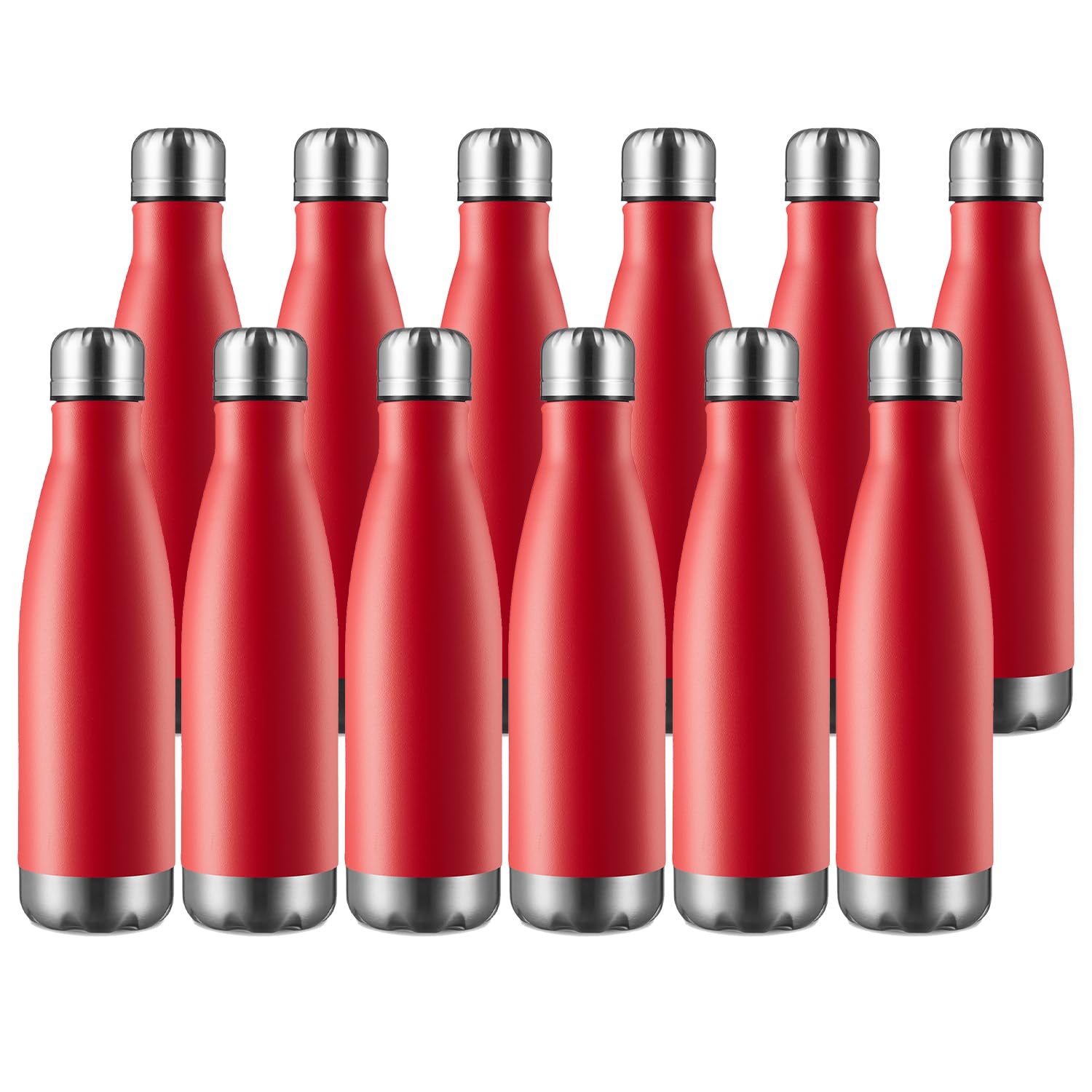 Photo 1 of MEWAY 17oz Sport Water Bottle 12 Pack Vacuum Insulated Stainless Steel Leak-Proof Double Wall Cola Shape Water Bottle,Keep Drinks Hot & Cold (Red,12 Pack)
