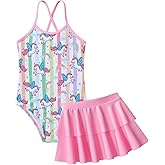 Vieille Little Girls Swimsuit Cute Kids Quick Dry Swimwear with Skirt 3-8 Years