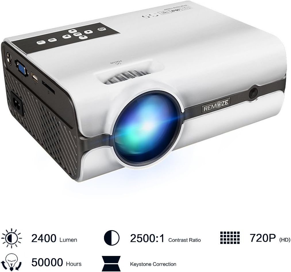 Mileagea 2400 Lumens Video Projector 720P Native Resolution Portable LCD Home Cinema Projector Mini HDMI AV USB VGA