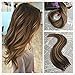 Moresoo 16 inch 20pcs/50g Colorful Two Tone Hair Chocolate Brown Highlighted with Cameral Blonde 100% Remy Human Hair Seamless Tape Hair Extensions