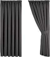 Aspire Homeware Blackout Curtains 66x90 Pencil Pleat 2 Panels Grey