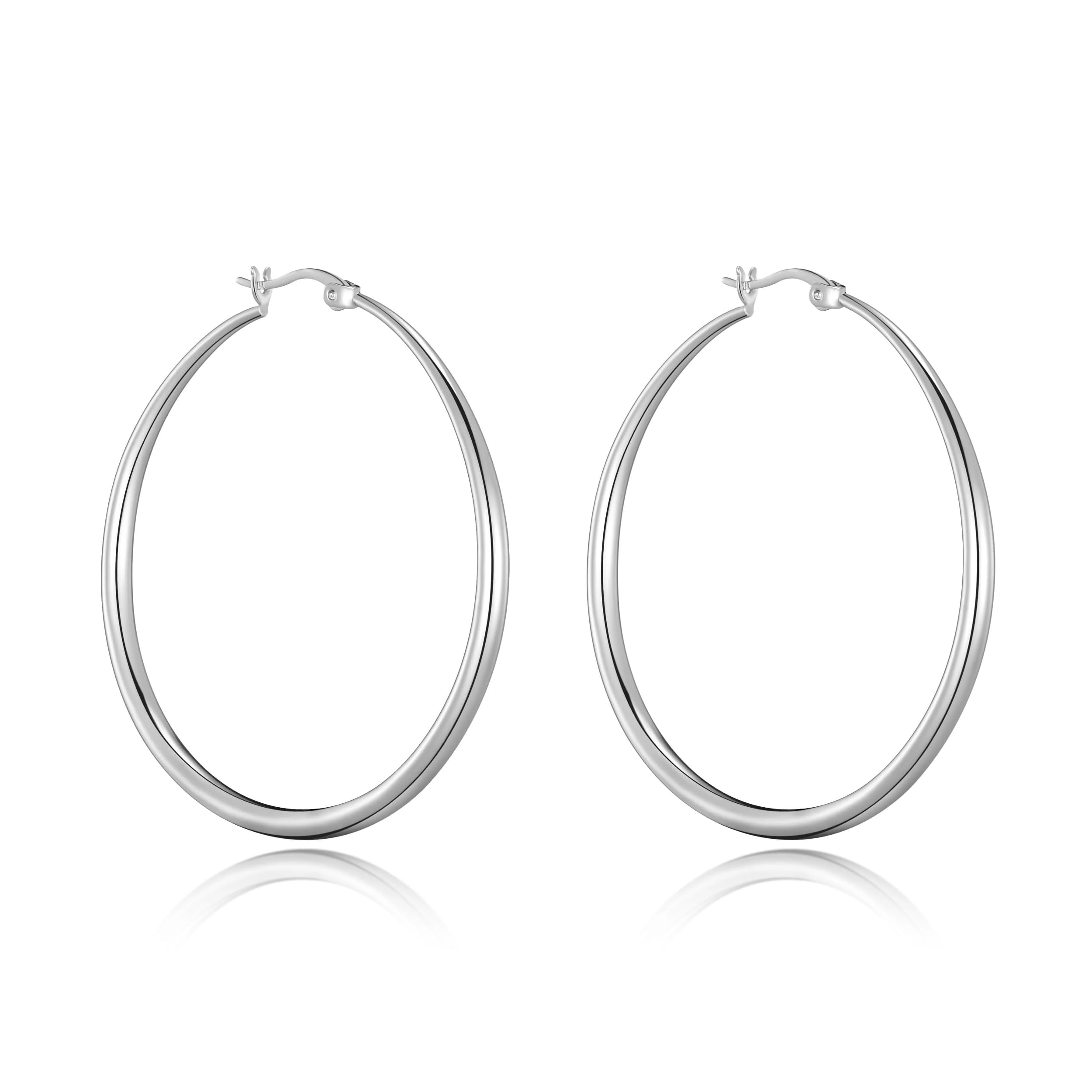 Philip Jones Silver Plated 50mm Hoop Earrings