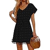 MLXSJ Women Swimsuit Coverup Swiss Dot Bathing Suit Cover Ups for Swimwear Beach Bikini Dress