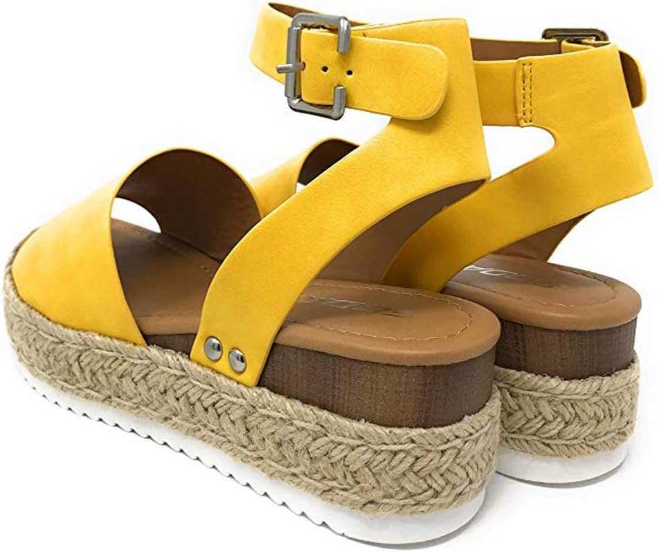 Stylish Trendy Sandals for Women Summer 2019 Beach Wedge Sandal Ankle Strap Size 41 Yellow