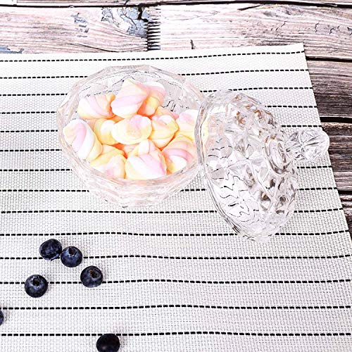 ComSaf Glass Candy Dish with Lid Decorative Candy Bowl, Crystal Covered Storage Jar, Set of 1(Diameter:4.3 Inch)