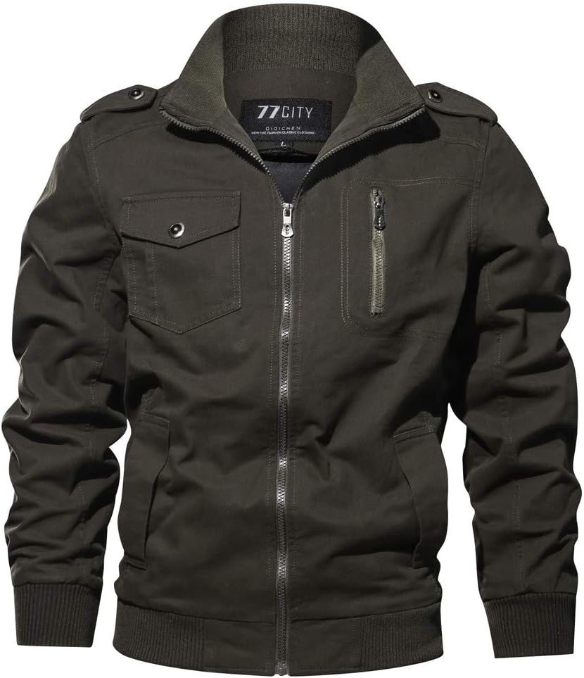 Corriee Jacket Men Military Fall Winter Oversized Zipper Outerwear Athletic Sport Coats