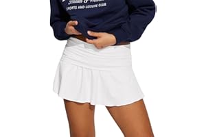 Hafailia Skorts for Women with Pockets Casual Fold Over Low Waist Pleated Tennis Athletic Mini Skirts with Shorts Underneath
