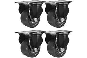 FactorDuty 3 inch Heavy Duty Polyurethane Caster Wheels Rigid Fixed None Swivel Industrial Grade Solid Low Profile Smooth and Silent 3000LB Capacity Pack of 4