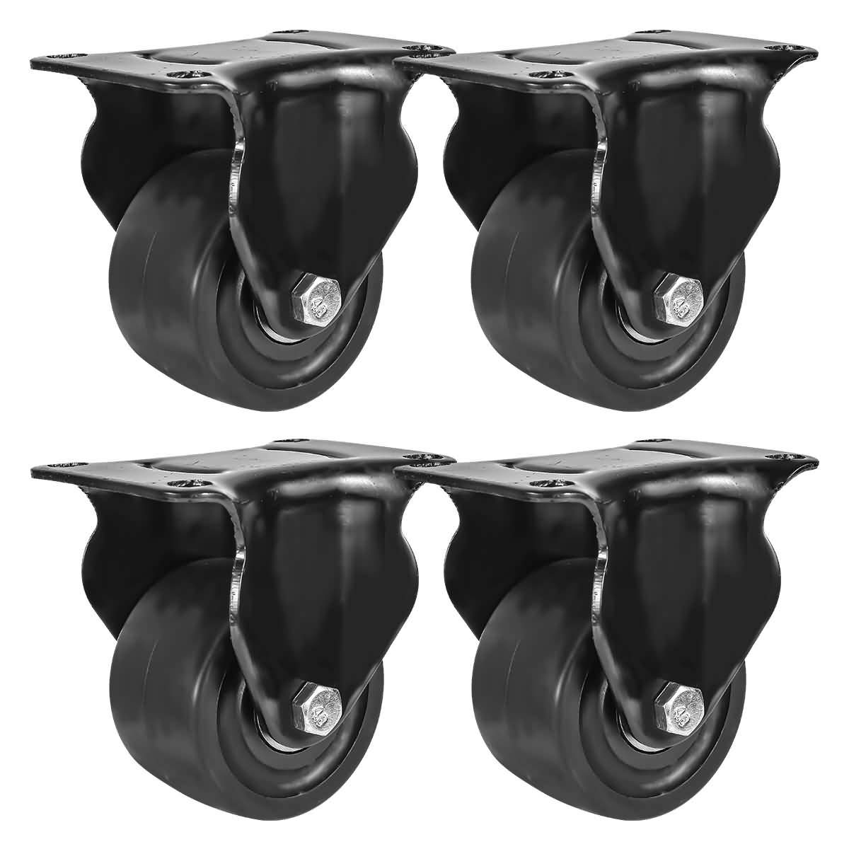 Photo 1 of FactorDuty 3 inch Heavy Duty Polyurethane Caster Wheels Rigid Fixed None Swivel Industrial Grade Solid Low Profile Smooth and Silent 3000LB Capacity Pack of 4