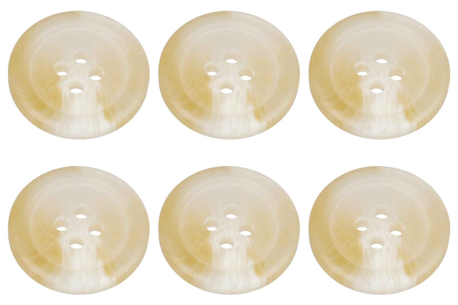 Pack of 6 Cream 18mm Round Faux Horn Sew On Plastic Buttons for Skirts Trousers Suits Shorts Coats Flat 4 Holes 28L