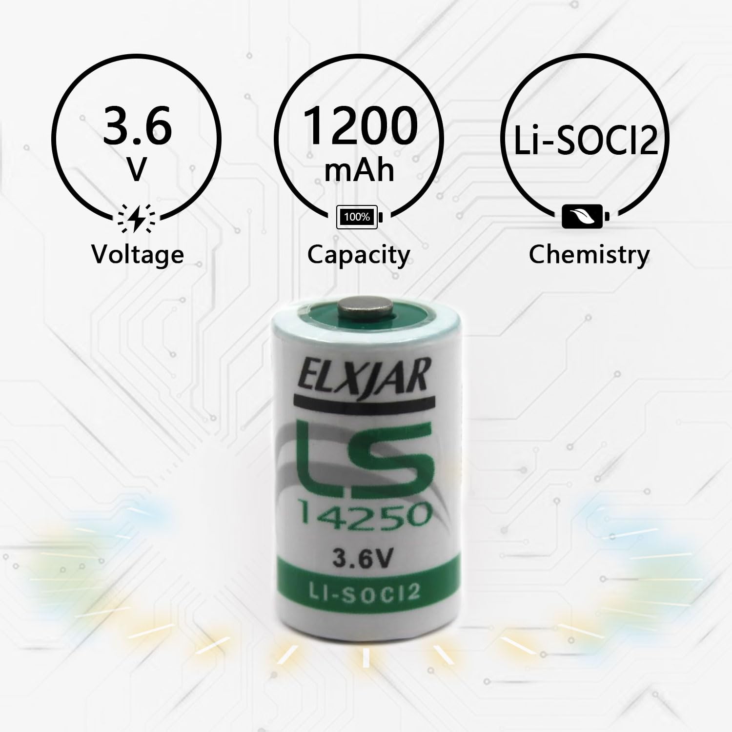 (2-Pack) 3.6V 1200mAh LS14250 1/2AA Lithium Battery Replacement for SAFT LS14250 LS14250BA LS3 LS3BA ER14250 TL-5101 TL-5151 Utility Water Gas Electricity Meter
