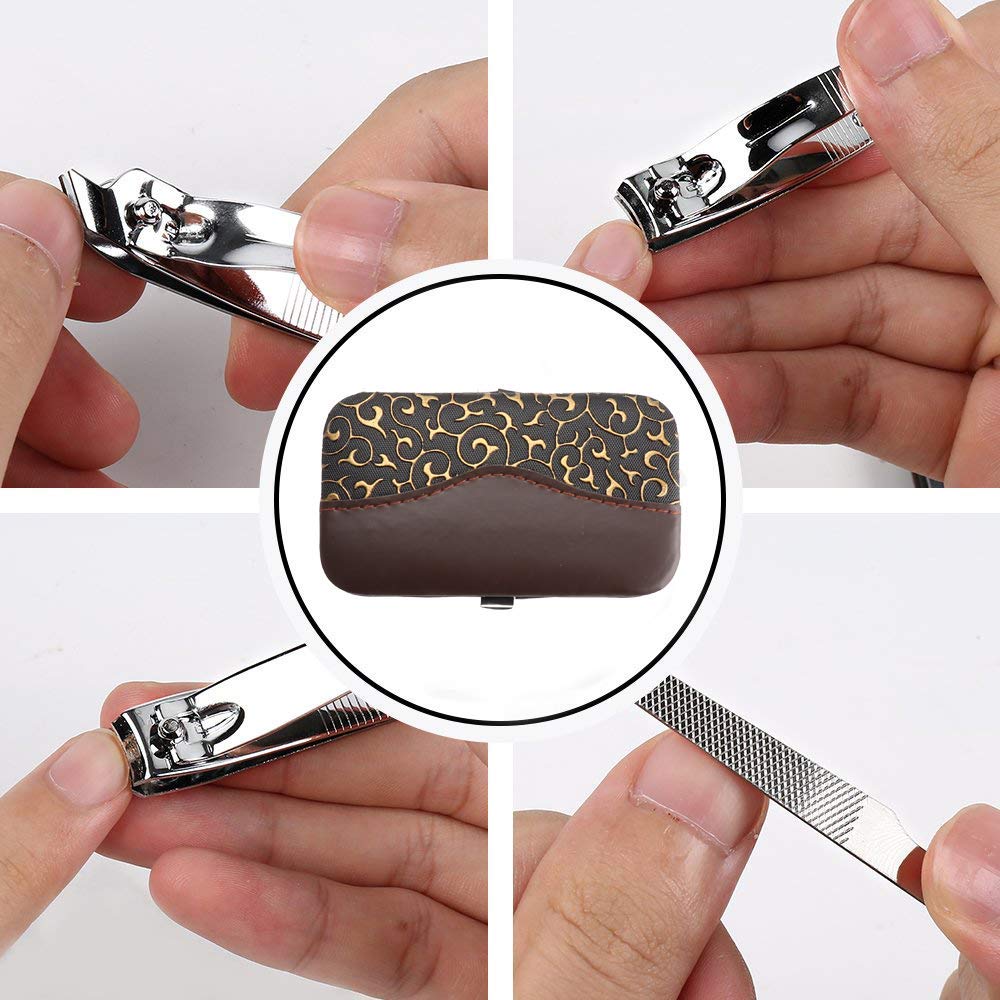 Suproot Manicure, Nail Clippers Set of 7Pcs, Professional Grooming Kit with Travel Leather Case, Nail Tools with Luxurious Travel Case For Men and Women (box3) : Beauty