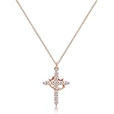 Robaice Crown Cross Necklace for Women, 14K Gold Plated & Silver Plated Christian Faith Jewelry Gifts, Exquisitely Packaged Perfect for Gifting