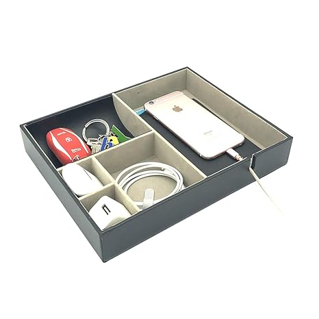 Unionbasic Desk Supplies Organisers Brown Flat 4 Slot Leatherette