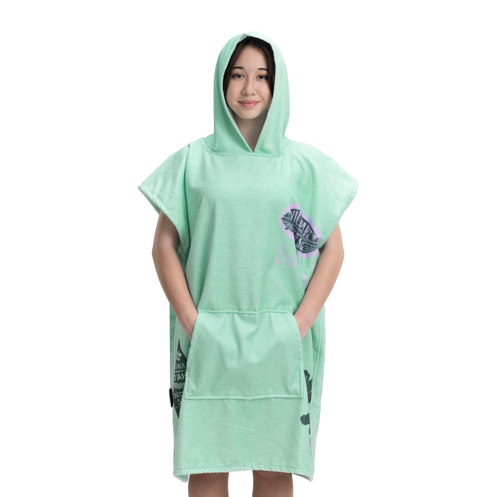 HOMELEVEL Kids Hooded Towel Poncho - Swimming Beach Changing Robe with Hood, Design, Pocket for Boys Girls Teenager - 60% Cotton 40% Polyester