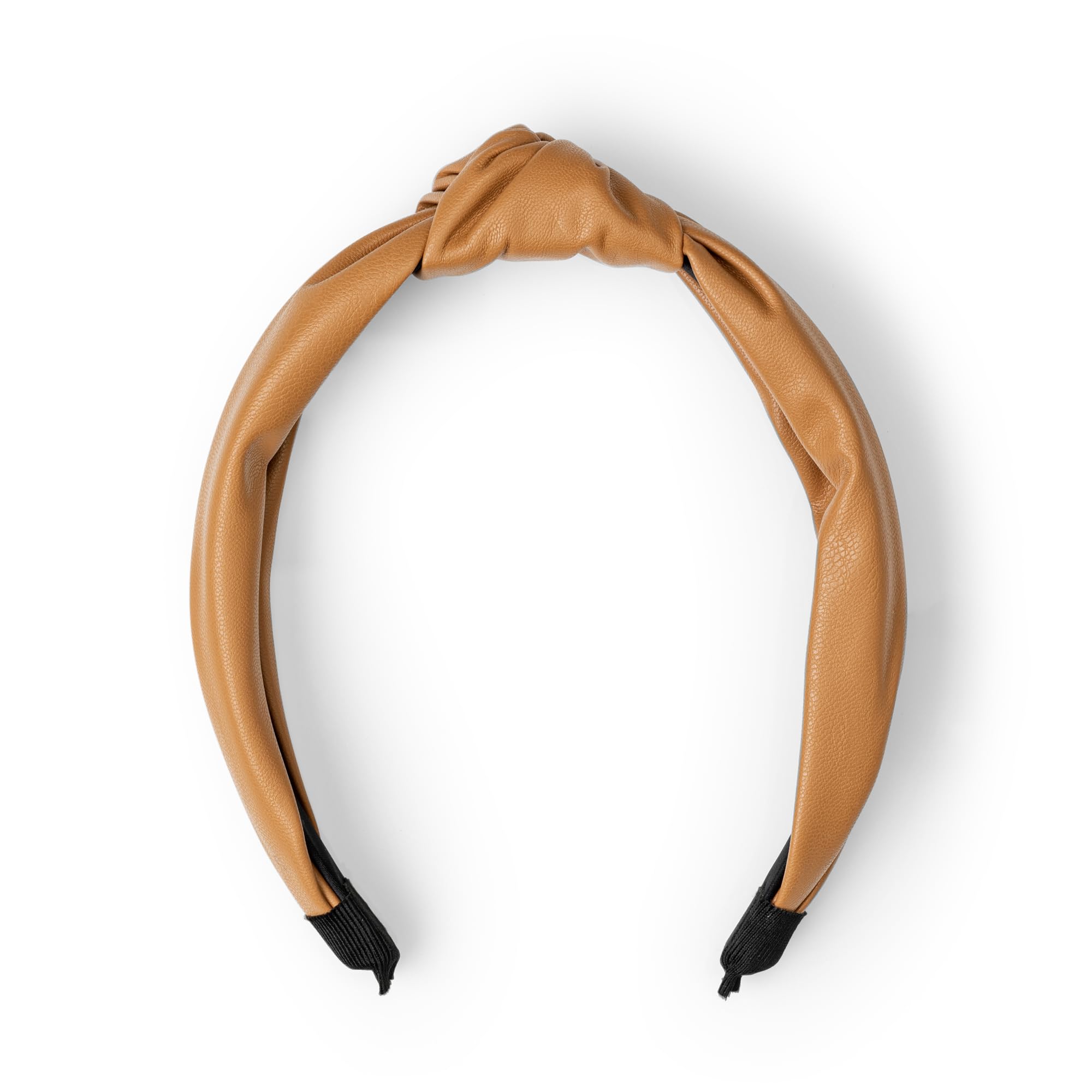 RAWR Knotted Headbands for Women – Cute PU Leather Top Knot Headband for Girls, Stylish Fashion Accessories for Everyday Wear, Comfortable Knotted Hair Bands in Brown, Hair Accessories for Women - Tan