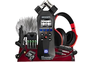SONICSOUND TECHNOLOGIES Zoom H1essential Stereo Handy Recorder, H1 Essential (H1E) Portable Audio Recorder 32 Bit Float,USB & X/Y Microphone-64GB SD, Tripod, Mic Muff, Condenser Mic & More for Musician Vlogger Filmmaker
