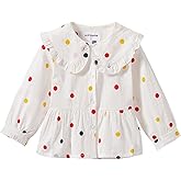 Mud Kingdom Girls Blouse Shirts Spring Fall Long Sleeve Button-Down Top Ruffle Collar