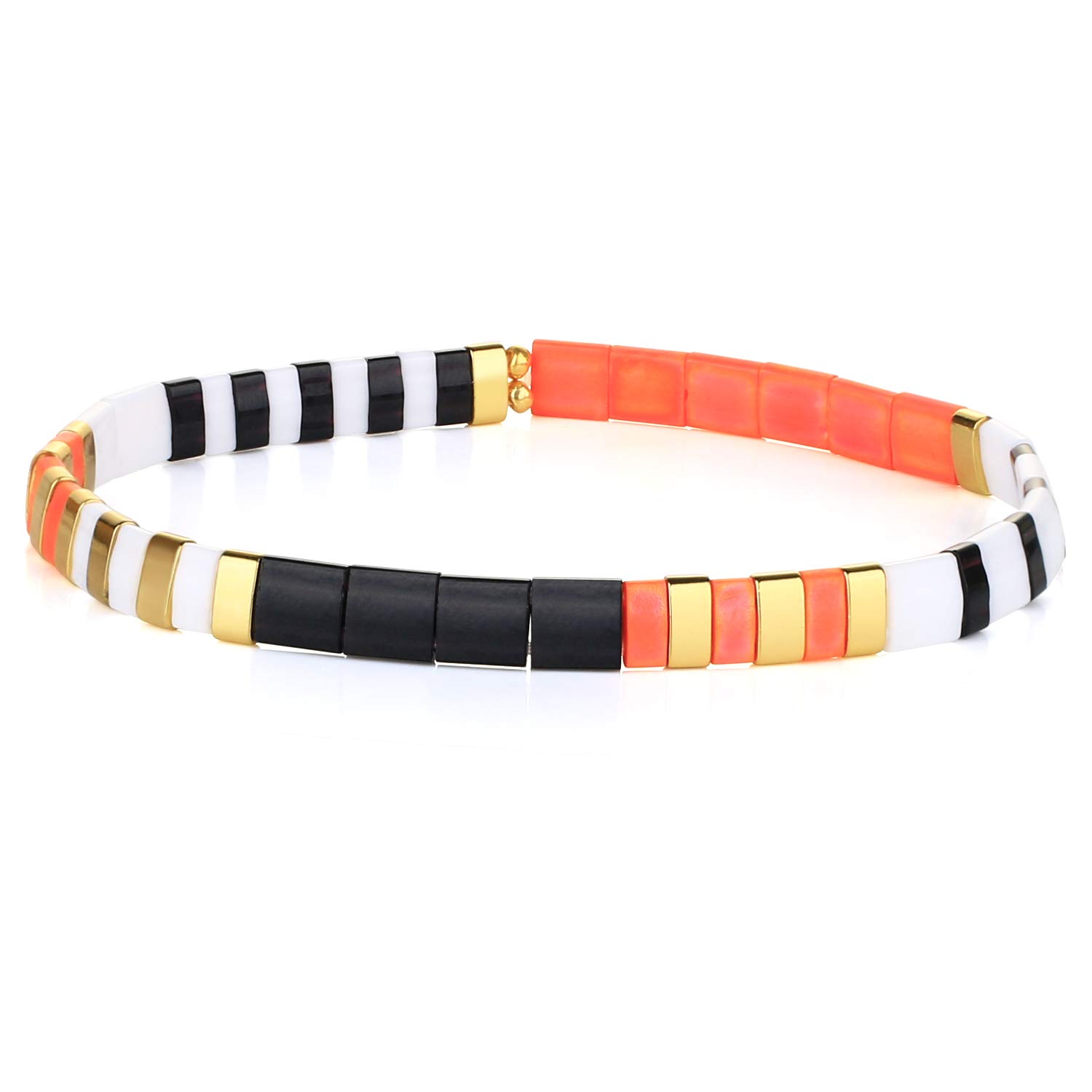 KELITCH Colorful Tila Beads Bracelets Miyuki Stackable Strand Stretch Bracelets Mixed Friendship Bracelets - 9N