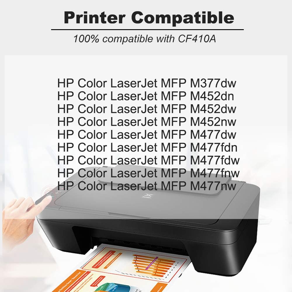 SINOPRINT CF410A CF410X Compatible HP 410A 410X Toner Cartridge for HP Color Laserjet Pro MFP M477fdw M477fdn M477fnw M452dn M377dw M452dw M452nw Printer HP410A HP410X (1 Black) - Image 3