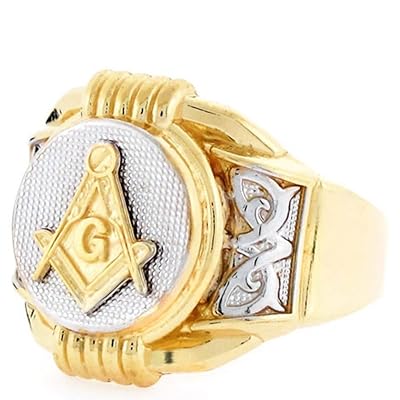 14k Two Tone Gold Freemason Masonic Mens Ring Nigeria Ubuy - Main Image