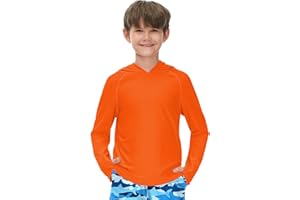 BesserBay Boys Swim Shirt UPF 50+ Hooded Raglan Long Sleeve Thumb Holes Rash Guard Shirt 1-14 Years