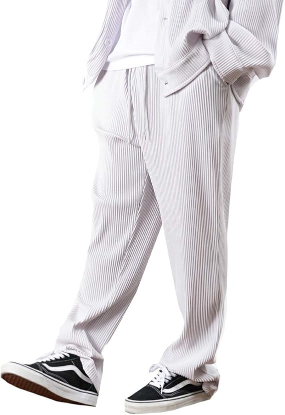 Amazon プリーツ テーパードパンツ パンツ メンズ テーパードパンツ レディース プリーツパンツ イージーパンツ メンズ レディース おしゃれ ウエストゴム 紐 ロングパンツ 通販