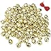 Outuxed 1 Inch Jingle Bells Christmas Gold Bells Craft (50 Pack) for Festival Decoration DIY Craft & 20-Meter Red Cord