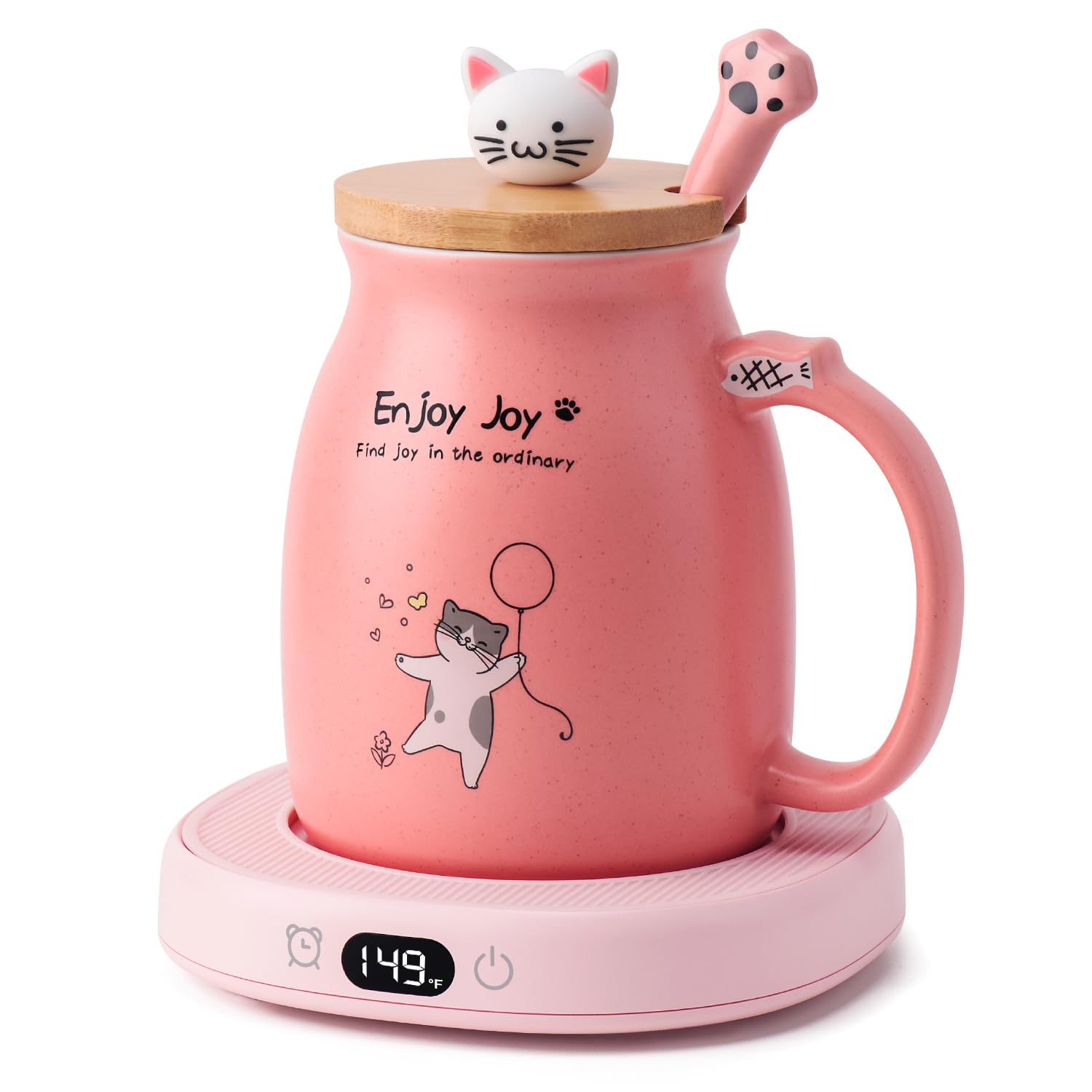 Photo 1 of ***MISSING MUG WARMER -SELLING AS IS *** Bsigo Cute Cat Mug Set for Home & Office, Beverage Tea or Coffee Cup Warmer with 3-Temp Settings, 8H Auto Shut Off, Pink