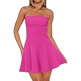 OFEEFAN Womens Tube Dresses Strapless Homecoming Graduation Formal Party Club Mini Dress Date Outfits
