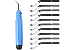 Deburring Tool with 11 High Speed Steel BS1010 Rotary Burr Removal Blades - Askwhy 3D Print and PVC Tube Pipe Deburr - Debur Metal Hand Extractor-Aluminum Copper Plastic Deburr (Light Blue)