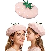 Amamcy Strawberry Beret Hat for Girls Women French Beanie Strawberry Artist Cap Funny Cap for Autumn Winter Beanie Hat