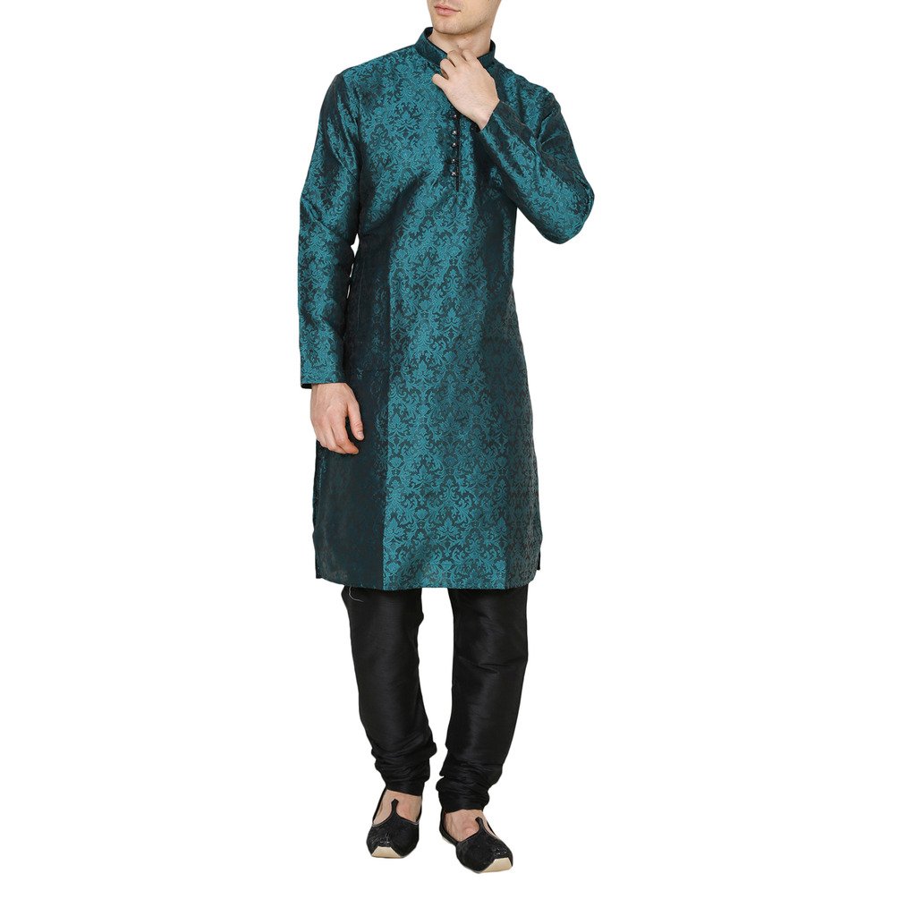 royal kurta men's jacquard silk printed kurta churidar